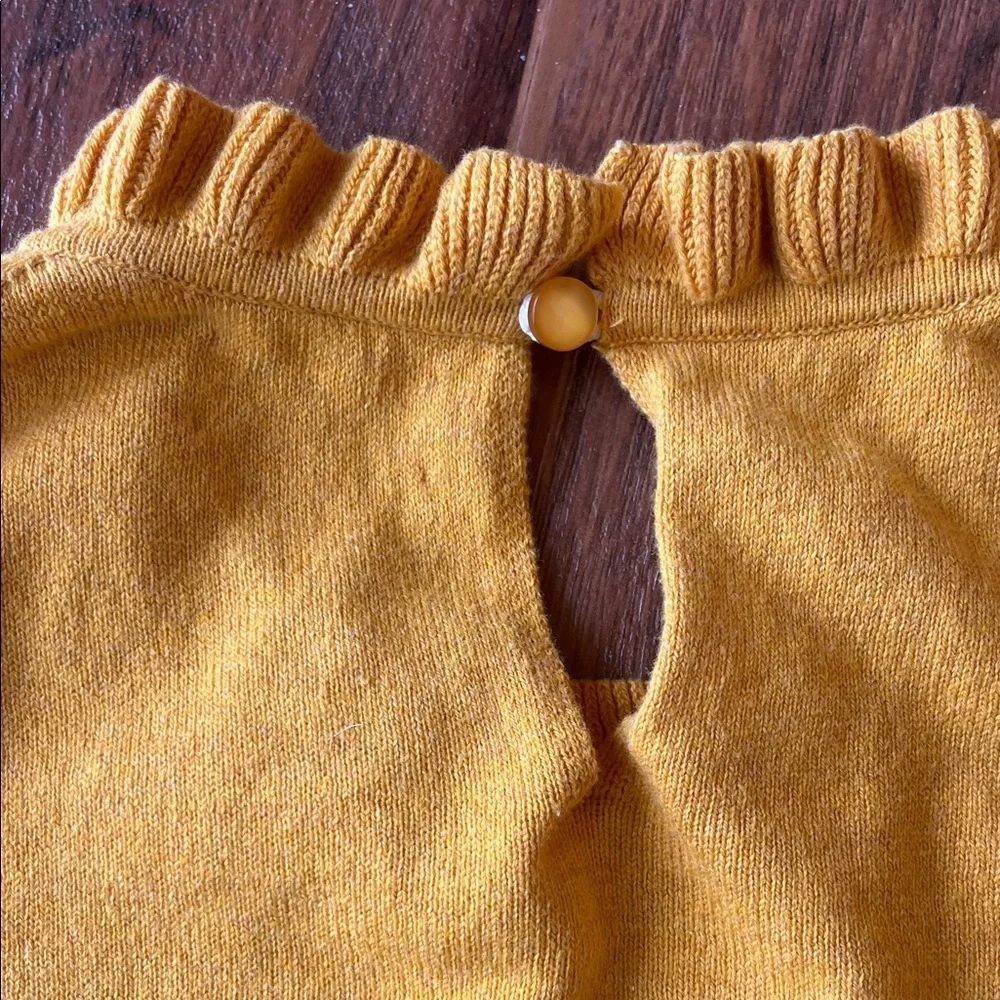 J. Crew Mustard Ruffle Neck Sweater Size M